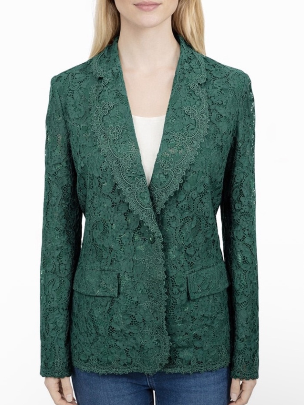 SOLD!!Sundance Women’s Verde In Bloom Green Lace Blazer Jacket